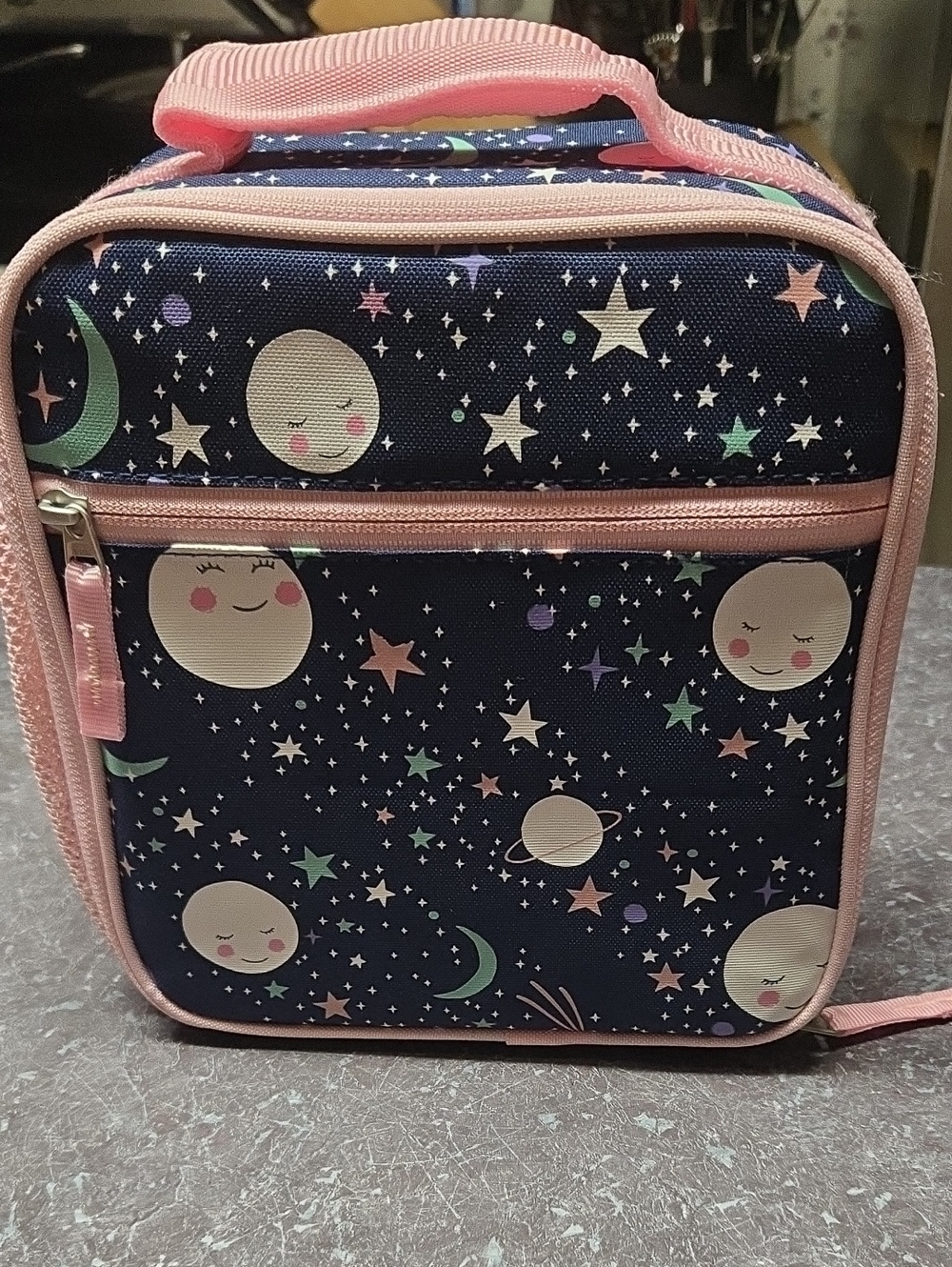 Pottery Barn Kids Space Print Lunch Bag - Pink Trim